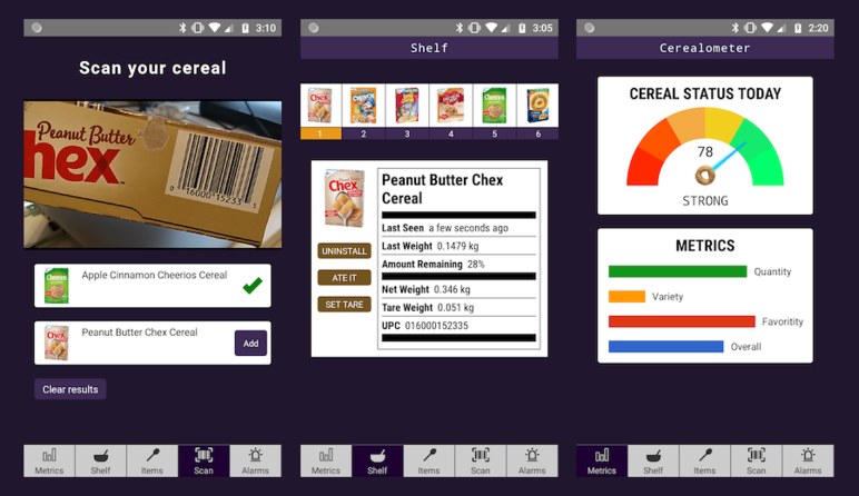 Cerealometer app screenshots